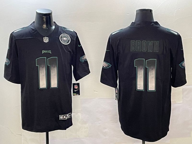 Men Philadelphia Eagles #11 Brown Black Nike Smoke Fashion 2024 Limited NFL Jersey style 2->philadelphia eagles->NFL Jersey